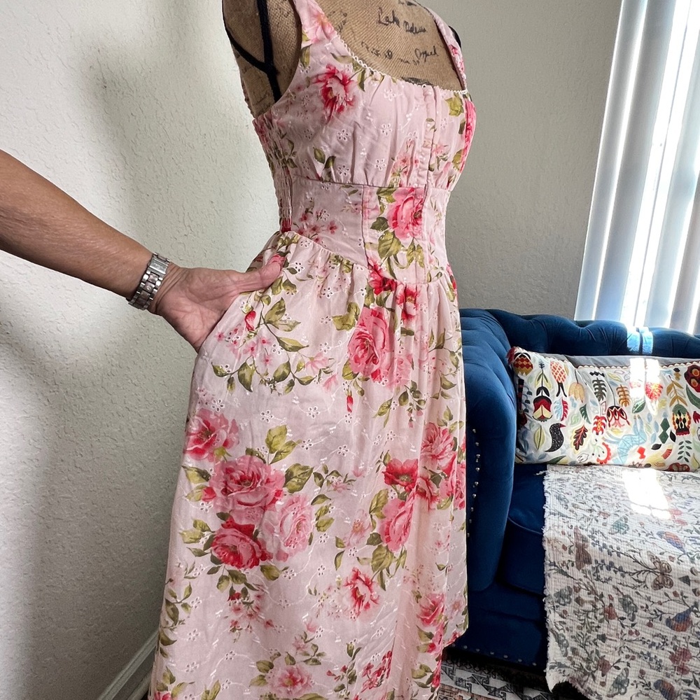 Floral Pink Vintage-Style Sundress - Picture 9 of 12